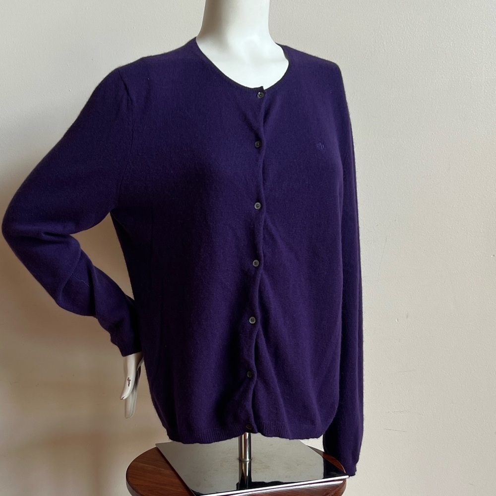 Lauren Ralph Lauren Rich Purple Cardigan made in wool and cashmere blend